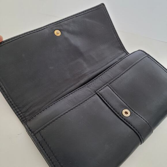 Givenchy Envelope Card Bill Holder Black Wallet Leather Vintage Clasp Large - Picture 3 of 15